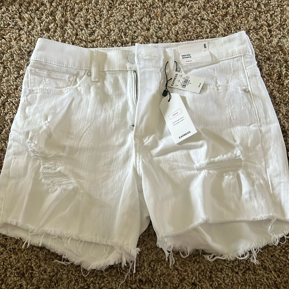 Express stretch white shorts